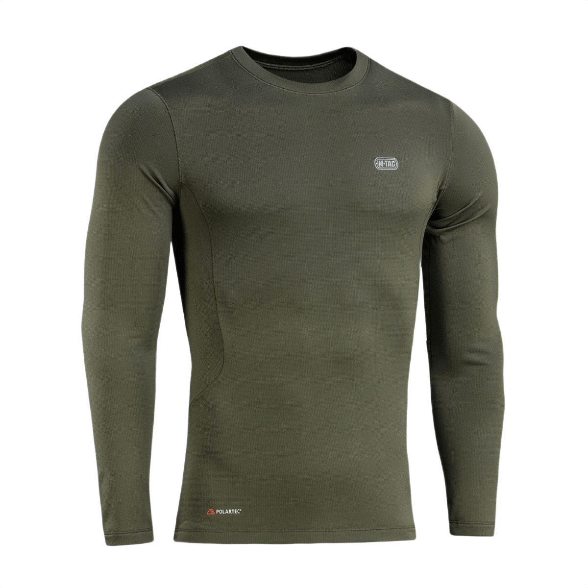M-Tac Level I Polartec Thermal Shirt i olivengrøn, ideel termobaselayer med Power Dry® materiale, anatomisk pasform og flade sømme.