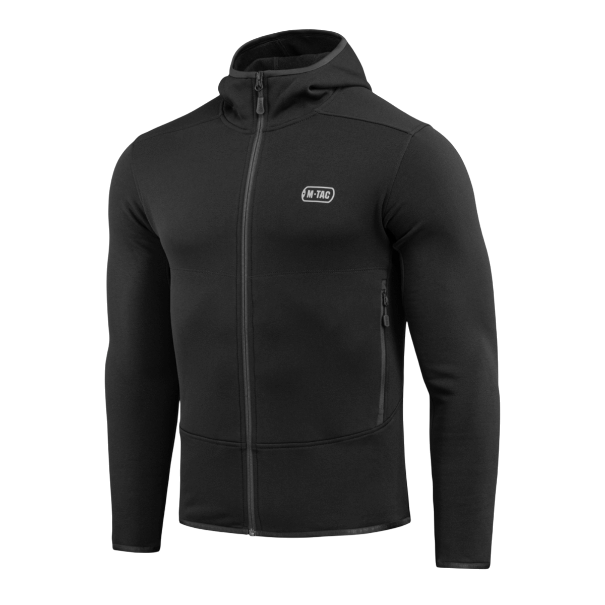 M-Tac Shadow Polartec Fleece Sweatshirt i sort, lavet af slidstærkt Power Stretch Pro fleece, med lav profil hætte. Perfekt til varmehue.