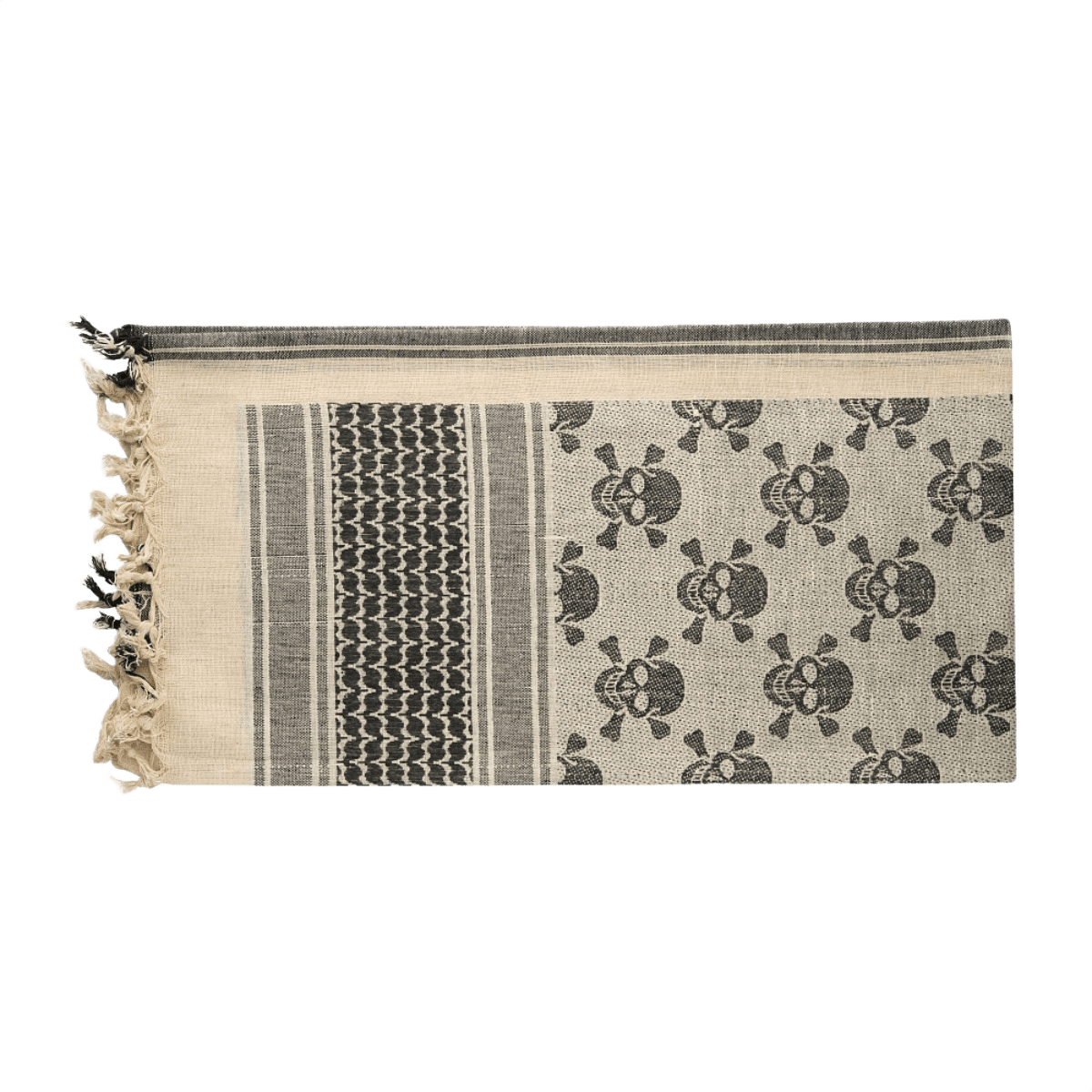 M-Tac Shemagh Tørklæde Pirate Skull med unikt dødningehovedmønster, 100% bomuld. Beskytter mod sol, sand og vind, taktisk brug.