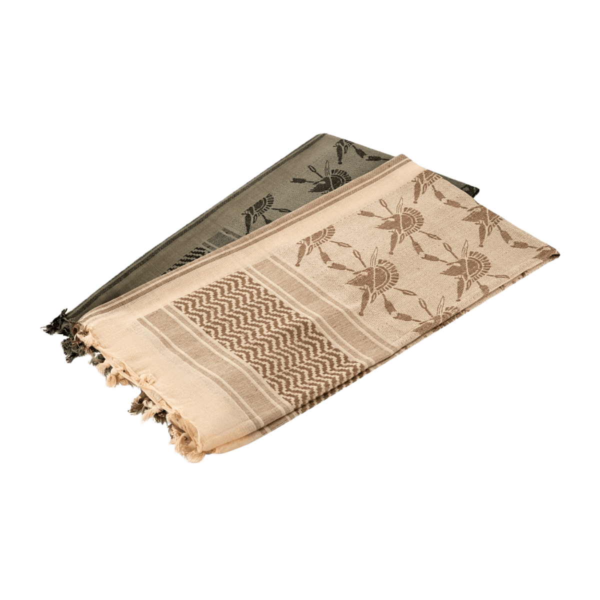 M-Tac Shemagh Tørklæde Spartan - taktisk tørklæde i 100% bomuld, beskytter mod sol og sand, designet med Spartans-tema, 110 x 110 cm.