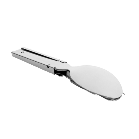 Skje fra M-Tac Stål Bestiksett Large (4 deler) for camping og fotturer.
