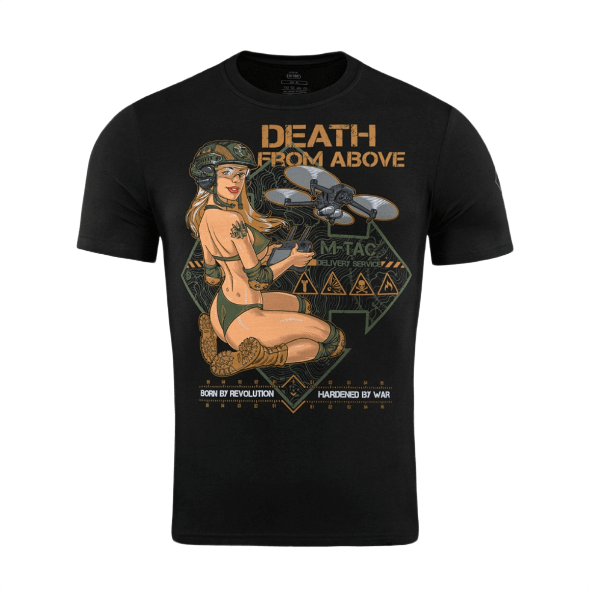 M-Tac T-Shirt Mavic Delivery Service med pin-up pige og drone. Inspireret af WW2 kultur, lavet i bomuld og elastan.