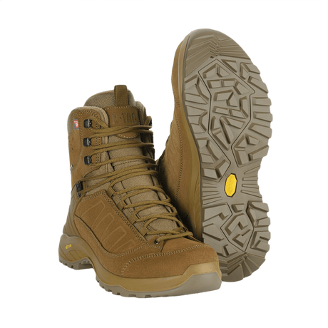 M-Tac Tactical Vinterstøvler med ruskinn, Vibram-såle og Primaloft-isolasjon, designet for utendørs og kalde miljøer.