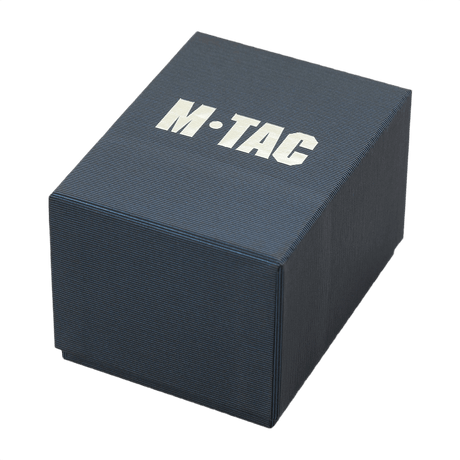 Emballasje til M‑Tac Taktisk Adventure-klokke med holdbart design og logo.