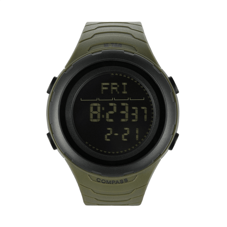 M-Tac Tactical Ur 2166 med kompass, LED-bakgrunnsbelysning, ABS-plastkasse og 5ATM vannmotstand for funksjonalitet.