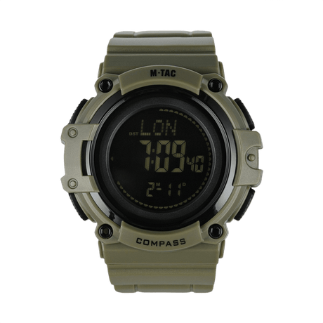 M-Tac Tactical Ur med Kompass 2233 i robust ABS-plast med LED-bakgrunnsbelysning og kompass, ideelt for taktisk og utendørs bruk.