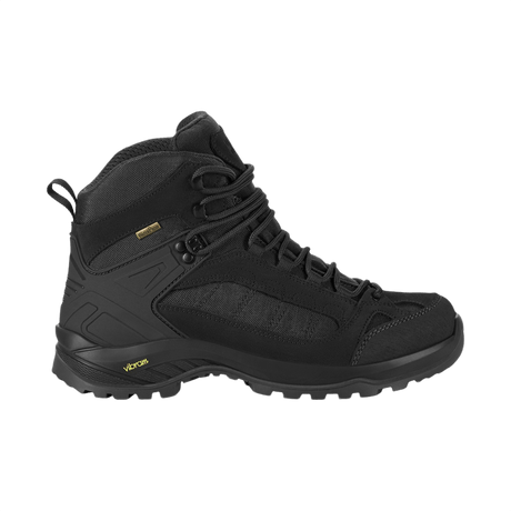M-Tac Taktiske Demi-Season Støvler Pro Line i sort med Vibram-sål, perfekt for taktiske oppgaver og fotturer, slitesterk og komfortabel.