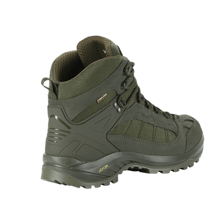 M-Tac Taktiske Demi-Season Støvler Pro Line i grønn, med slitesterkt suede og Cordura, samt patentert Vibram-sål for optimal ytelse.