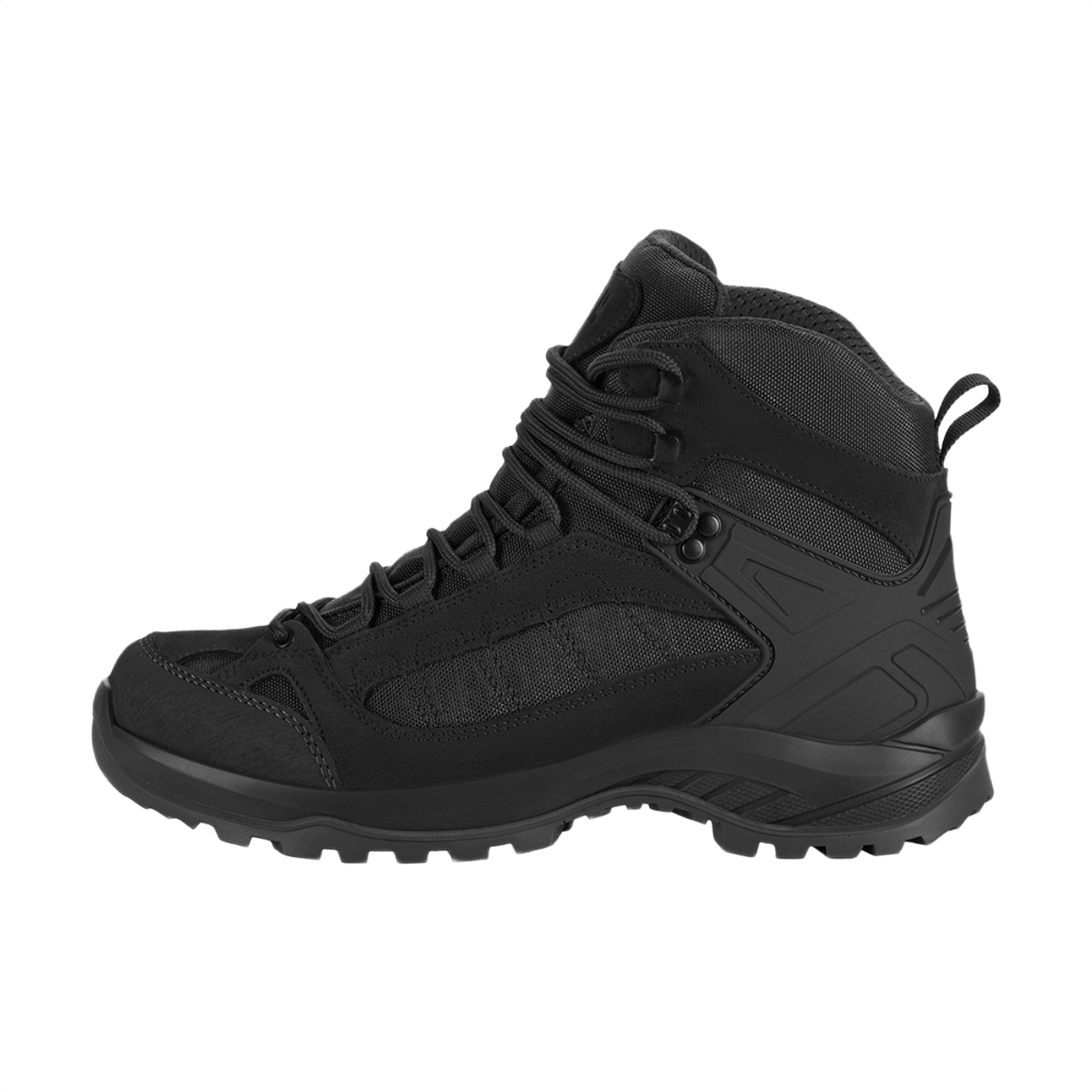 M-Tac Taktiske Demi-Season Støvler Pro Line i sort suede og Cordura med Vibram-sål. Ideel til taktisk brug og vandring. Komfort og holdbarhed.