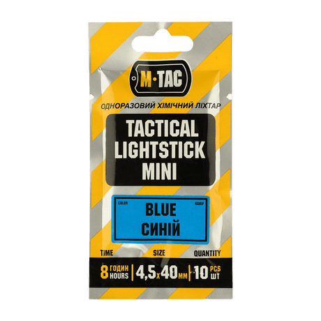 M-Tac Light Sticks 4,5x40 mm (10 stk) - blå lysstaver i pakke med 10, ideelle for belysning og signalering, opptil 8 timers lys.
