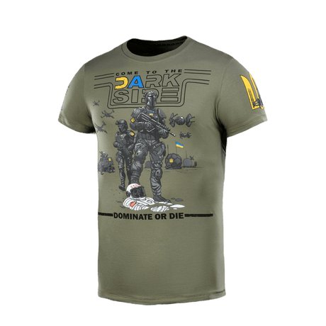 M-Tac T-shirt UA Side i Light Olive med unikt print og komfortabel pasform, lavet af 93% bomuld og 7% elastan for holdbarhed.