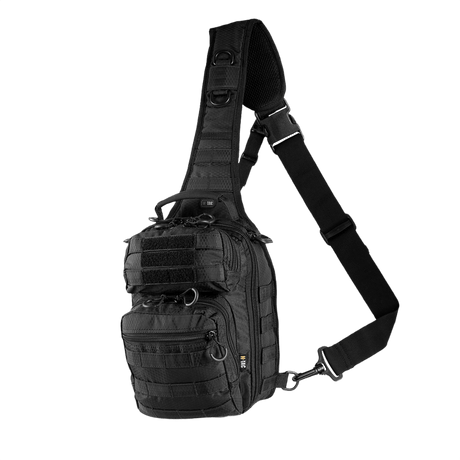 M-Tac Urban Line City Hunter Hexagon Bag i svart, praktisk slingveske med flere lommer og skulderrem, egnet for daglig bruk.
