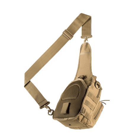 M-Tac Urban Line City Patrol veske i slitesterkt polyester, hybrid veske-ryggsekk med justerbar skulderrem, khaki.