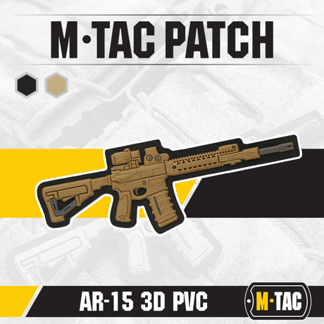 M-Tac AR-15 3D PVC-patch for feste på klær eller utstyr, taktisk design, slitesterk og holdbar moralepatch i PVC.