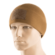 M-Tac Fleece Tactical Watch Cap Beanie m. Patch Panel i brun, let fleecehue med plads til patches, velegnet til taktisk brug.