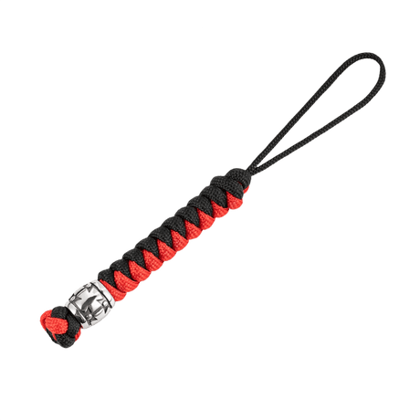 M-Tac lanyard Viper Cossack Cross V.2 laget av paracord med Cossack Cross-mønster, dekorativ metallperle, svart og rød farge