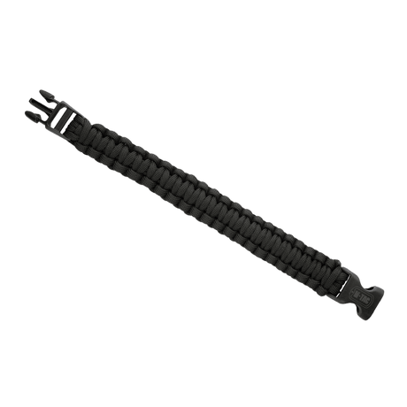 M-Tac paracord-armbånd i svart med sterkt og lett tau, perfekt for overlevelse og friluftsliv.