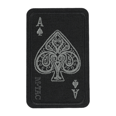 M-Tac Patch Ace Of Spades (Broderi) i Cordura 500D med Velcro-feste, ideell for klær og taktisk utstyr, størrelse 5 x 8 cm.