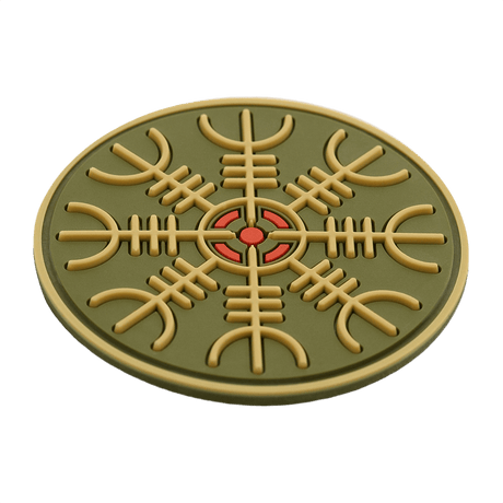 M-Tac Patch Egeshjelm 3D PVC med vikingsymbol Helm of Terror, 55 mm gummi, Velcro for montering. Ikonisk design for beskyttelse.