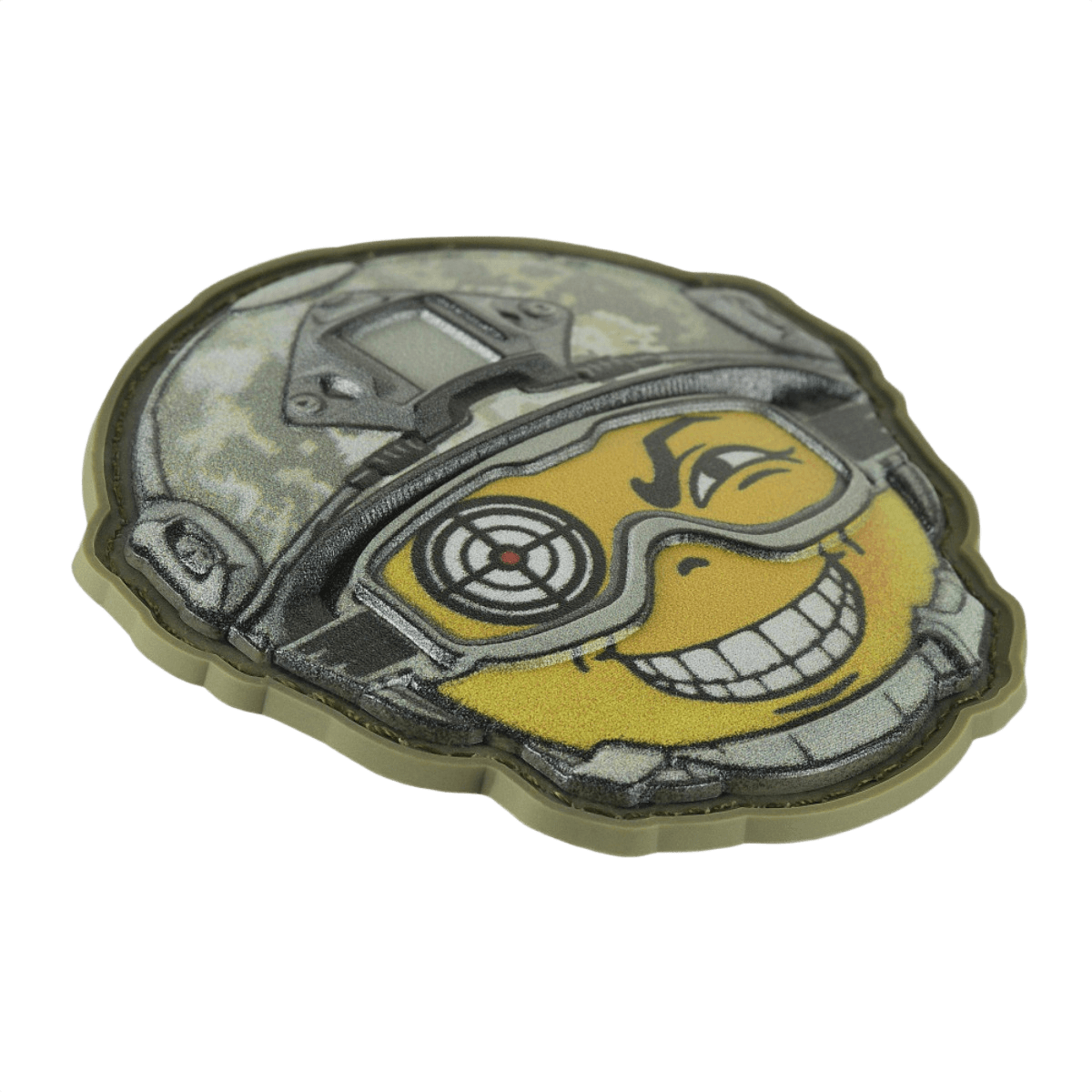 M-Tac Patch Emoji #25 med 3D-effekt, taktisk sjov moralemærke til tøj og udstyr. Størrelse: 6.5 x 6.5 cm, PVC, Velcro fastgørelse.