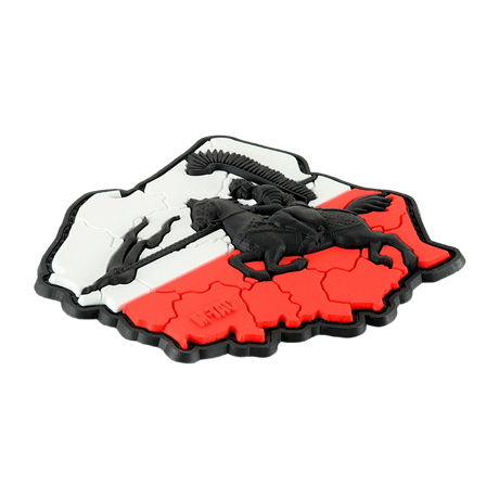 M-Tac Patch Husaria 3D PVC med vinget husar, polsk flagg i bakgrunnen, realistisk 3D-effekt, morale-patch i PVC, velcro-montering, 70x80 mm.
