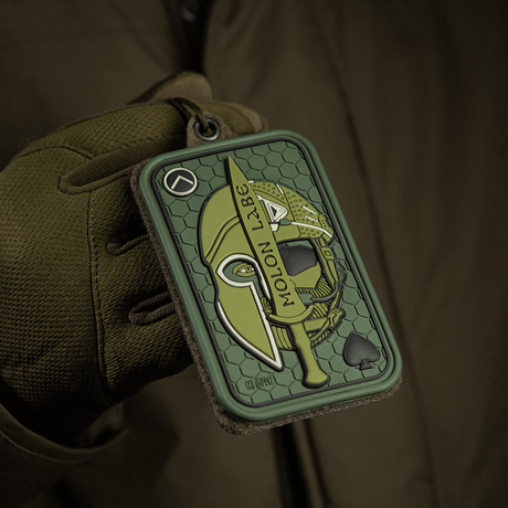 M-Tac Patch Molon Labe 3D PVC morale patch med 3D-spartanerdesign og Velcro på baksiden for uniform eller ryggsekk.