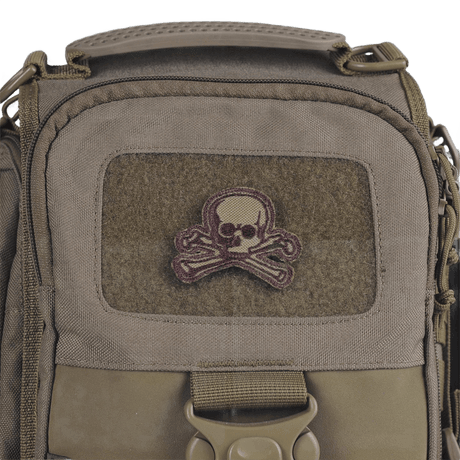 M-Tac Patch Old Skull Velcro på uniformstaske, 3D-effekt, 45x55 mm stoff, egnet for taktisk og fritidsbruk.