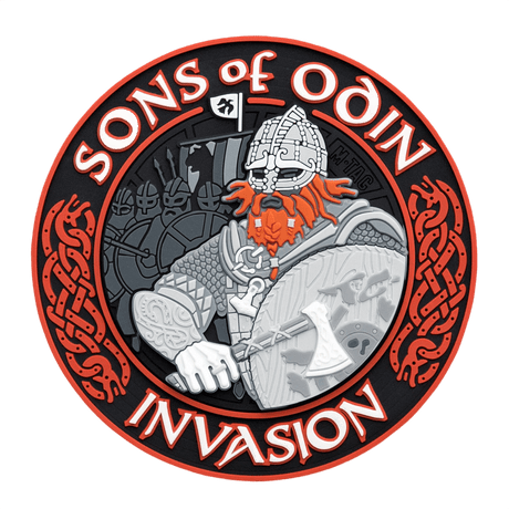 M-Tac Patch Sons of Odin 3D Velcro taktisk patch med motiv av en viking, rødt og svart design, 3D-effekt, for uniform eller utstyr