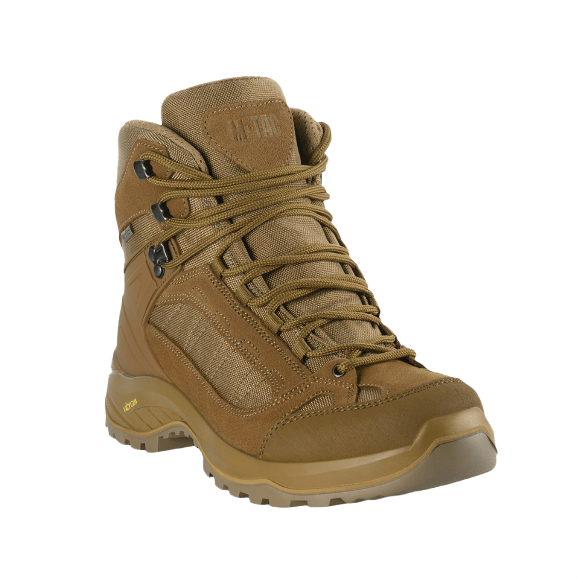 M-Tac Taktiske Demi-Season Støvler Pro Line i brun suede og Cordura med Vibram-sål til taktik og vandring.