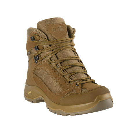 M-Tac Taktiske Demi-Season Støvler Pro Line i brun suede og Cordura med Vibram-sål for taktikk og fotturer.