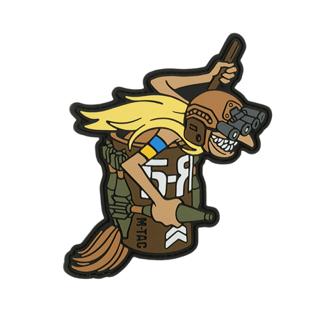 M‑Tac Patch Baba-Yaga Vertical PVC-patch med nattkikkert og granater, inspirert av ukrainske UAV-operatører, 9x13,5 cm, realistisk 3D-design.