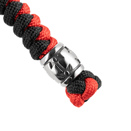 M-Tac lanyard Viper Cossack Cross V.2 i svart og rød paracord med dekorativ metallperle. Templar-kors-design, funksjonelt og stilfullt