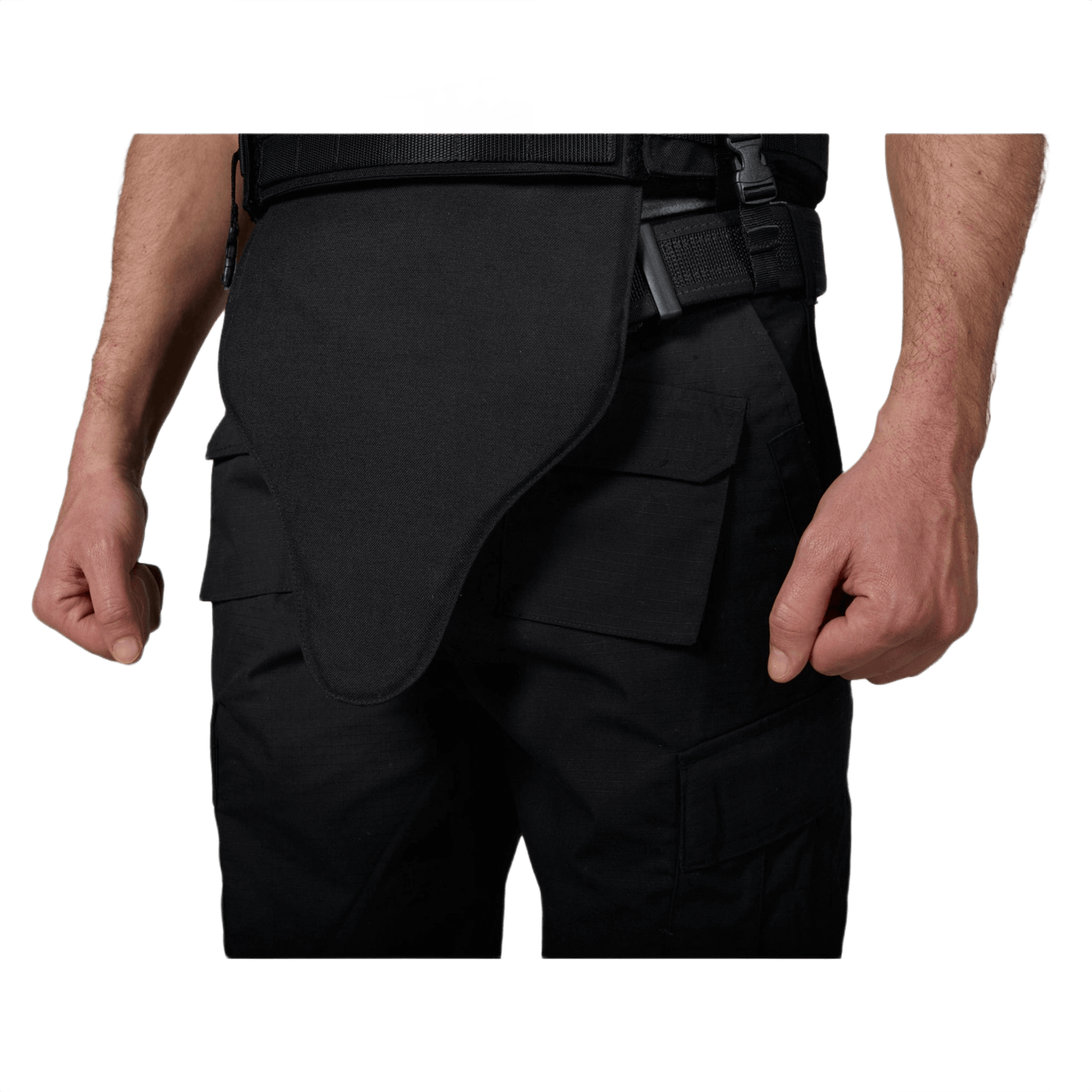 Anorak Niobium® Groin Protector I fastgjort til sort vest til beskyttelse mod skydevåben og spidse våben