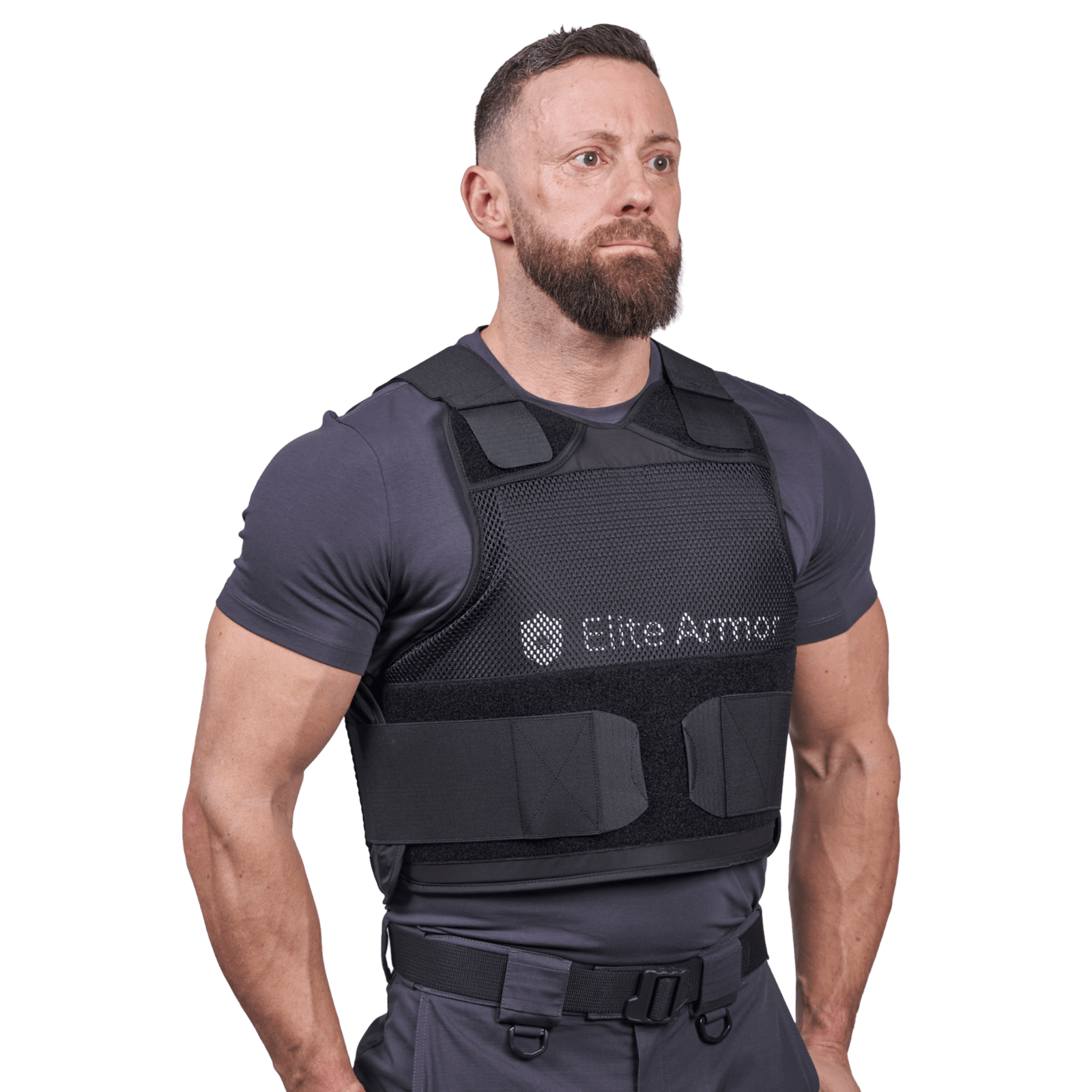 Mand iført RX2 stik- og skudsikker vest set let skråt forfra