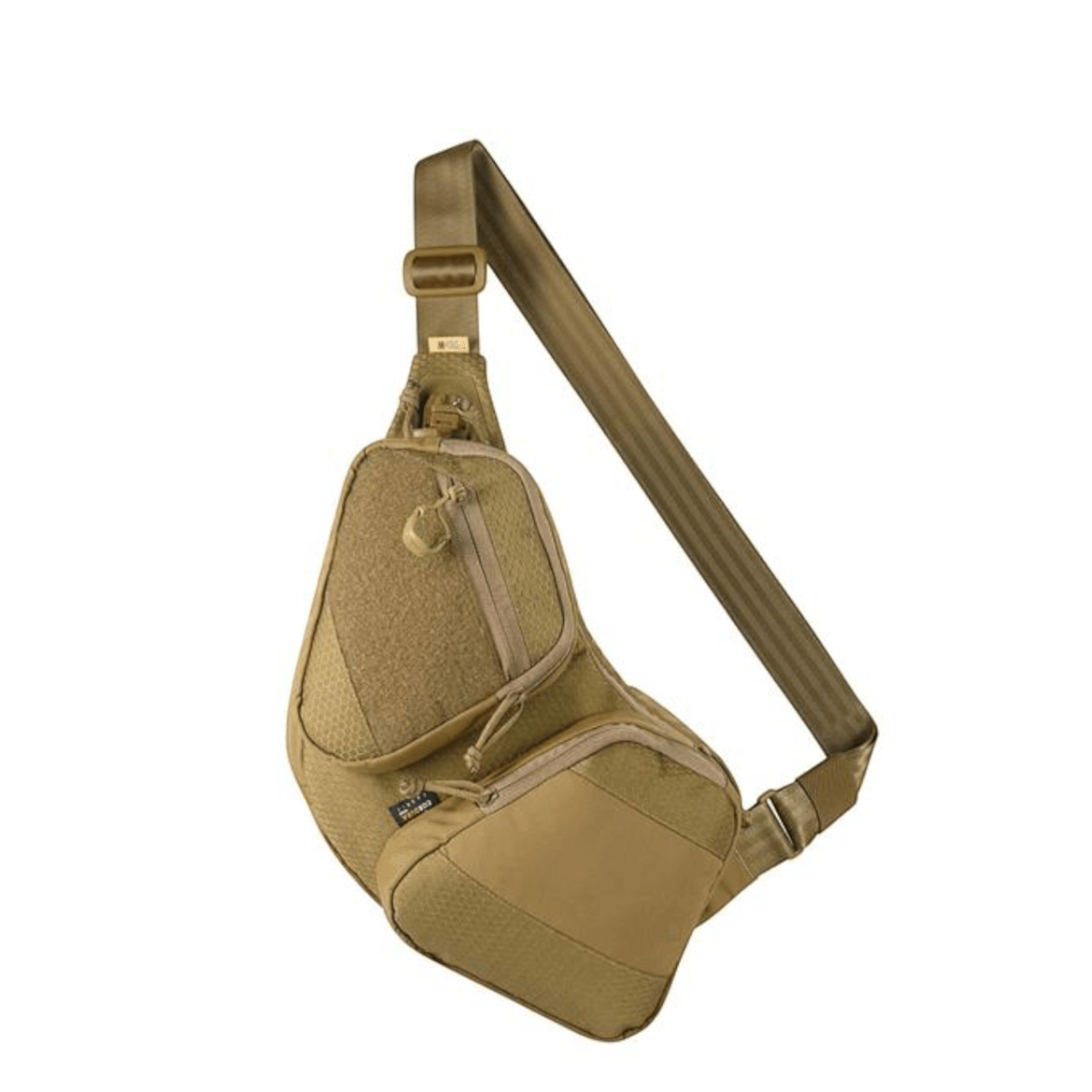 M-Tac Bat Wing Taske Elite Hex i slidstærkt Cordura 500D, med sikker lynlåsmekanisme og YKK spænder, originalt design og funktionalitet.