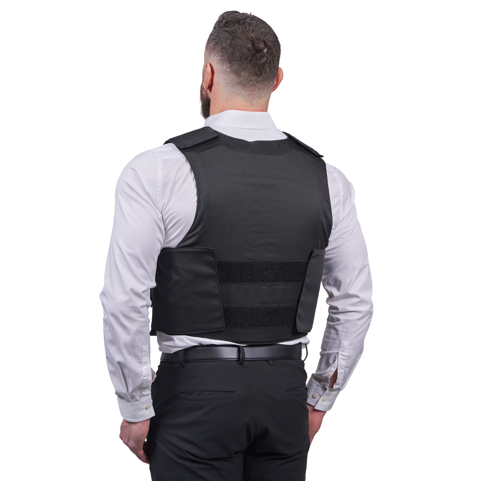 Mand iført Elite Armor VIP Stik & Skudsikker vest set bagfra