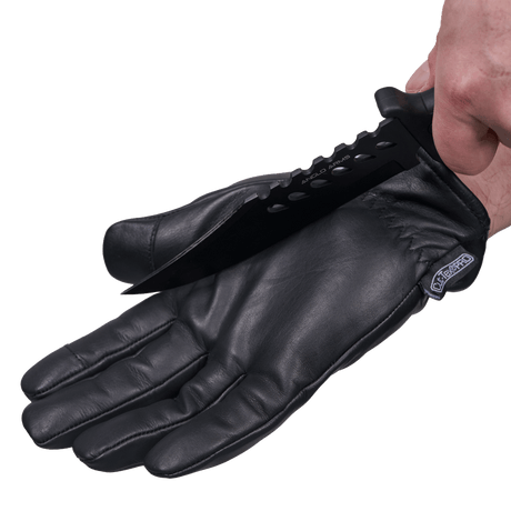 EA V.I.P Snitsikre Handsker i galleri position 1 med blødt læder og NIJ-certificeret snitbeskyttelse til professionel kropsbeskyttelse.