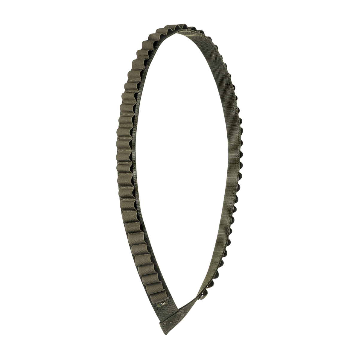 M-Tac Bandolier Elite, praktisk og ergonomisk jegerbælte til 55 skaller, kaliber 12/16, med dobbelte stropper og elastik, set fra siden.