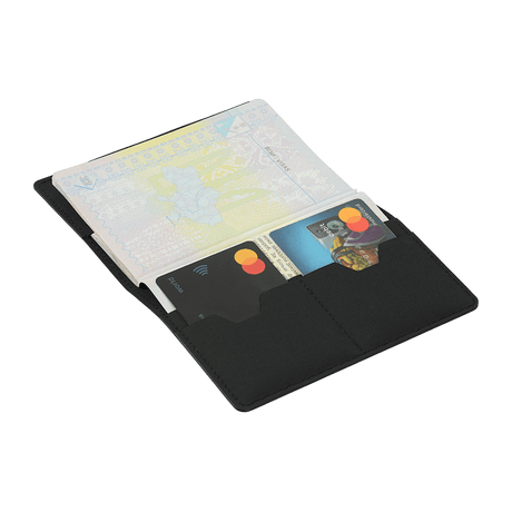 M‑Tac Pascover med åbent pas og plastkort i indvendige rum, sort polymerkomposit