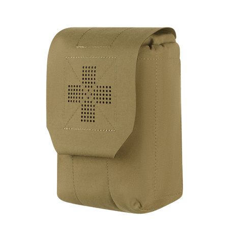 M‑Tac Medic Pouch Vertical Large Elite i slidstærkt Cordura, designet til hurtig adgang og sikker opbevaring af førstehjælpsudstyr.