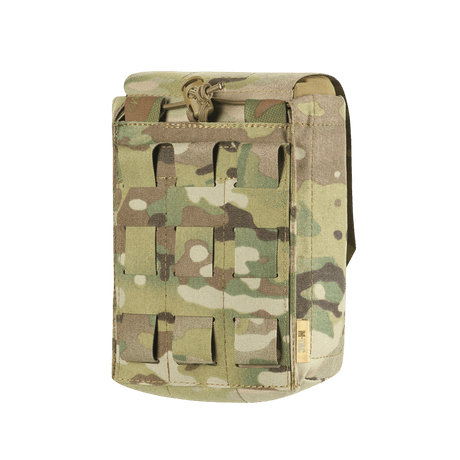 M‑Tac Medic Pouch Vertical Large Elite i holdbart Cordura 500D med MOLLE interface og camouflage design til førstehjælpsudstyr.