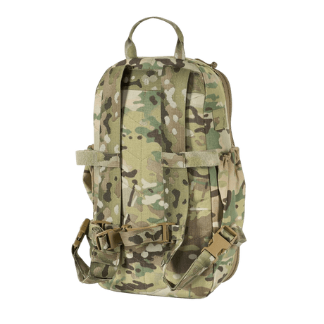 M-Tac STURM Elite Rygsæk i camouflagemønster, taktisk 15 liters rygsæk med holdbart Cordura materiale og MOLLE system.