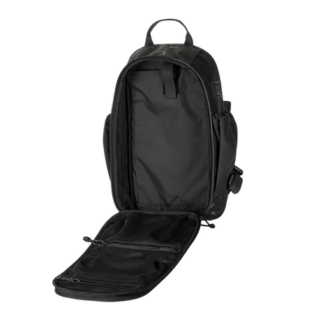 Åbent hovedrum af M-Tac STURM Elite Rygsæk med MOLLE Laser Cut frontpanel, elastiske sidelommer, og indvendige rum til kortvarige ophold.