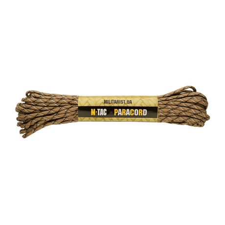 M‑Tac Paracord 550 Type III 15 m i brun farve, stærk nylonkordel til friluft og nødbrug, længde 15 m, diameter 4 mm.