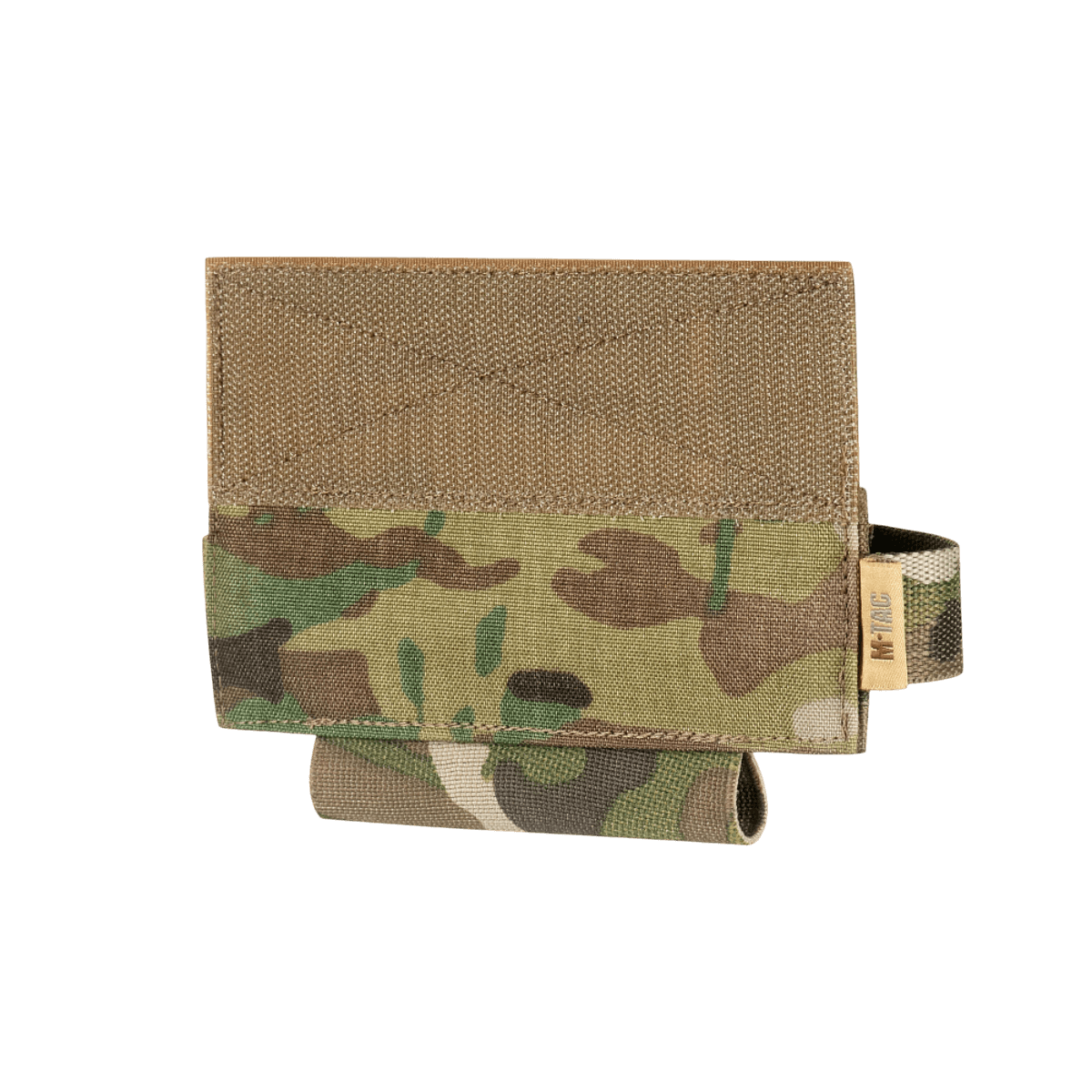 M‑Tac Tourniquet Pouch Elastic Gen.5 i camouflagemønster, ideel til CAT tourniquet, lavet af Cordura 500D, sikrer hurtig adgang og sikker fastgørelse.