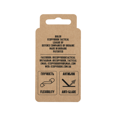 Bagside af M-Tac Ecopybook Tactical Accuracy Shot Chart med fleksibilitet og anti-glare eksempler, fremstillet i Ukraine.