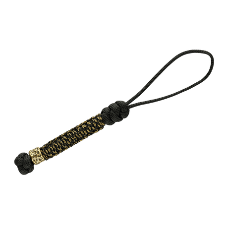 M-Tac Knife Lanyard Scandinavian Granule elegant sort og guld paracord lanyard til lommeknive, praktisk og stilfuldt tilbehør.