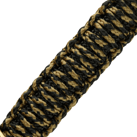 M-Tac Knife Lanyard Scandinavian Granule i flettet paracord stil med sort og gulddetaljer for unikt knivtilbehør.