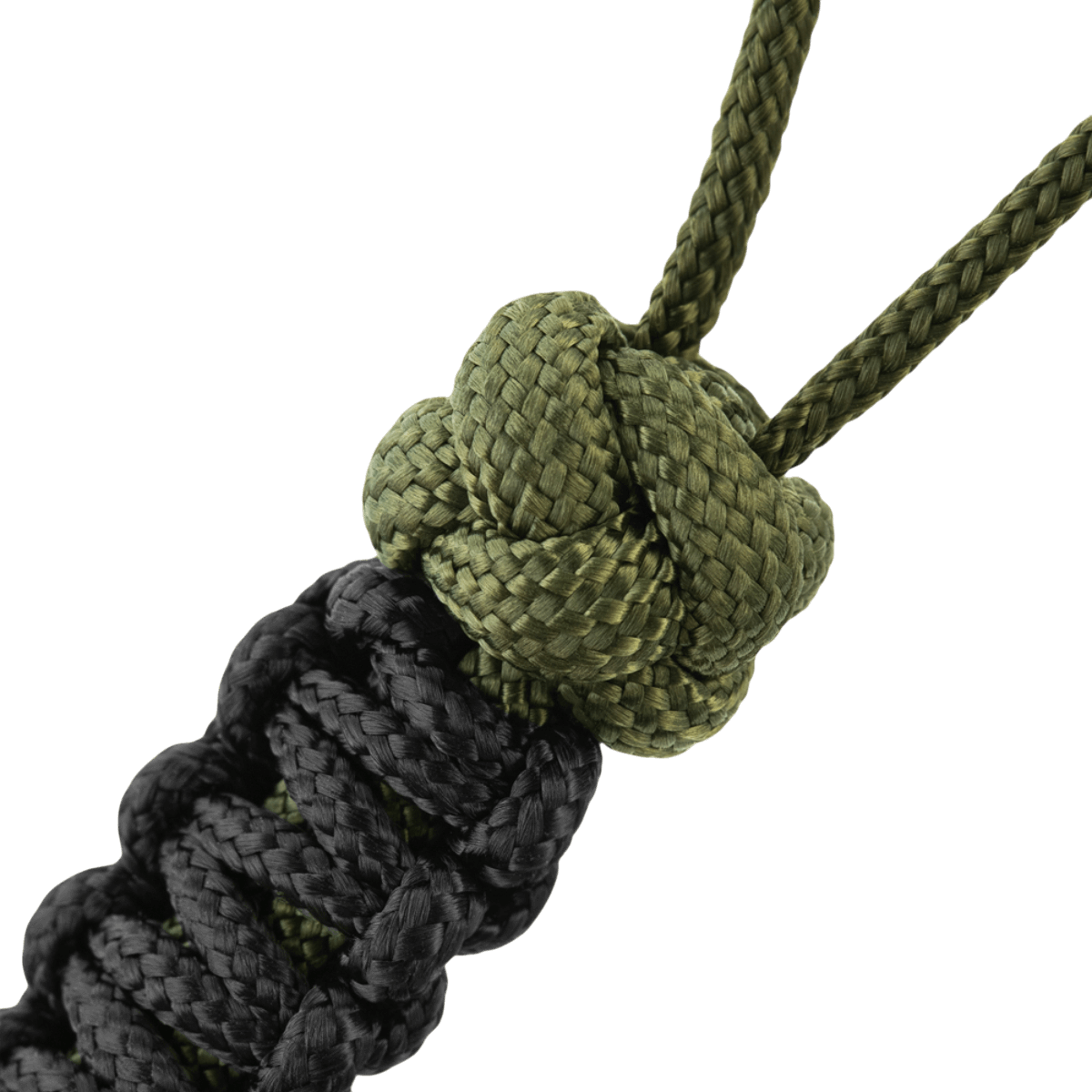 M-Tac Lanyard Scandinavian Small Chinese Knot med snoet paracord i grøn og sort. Stilfuldt tilbehør med skandinavisk inspireret dekorativ perle.