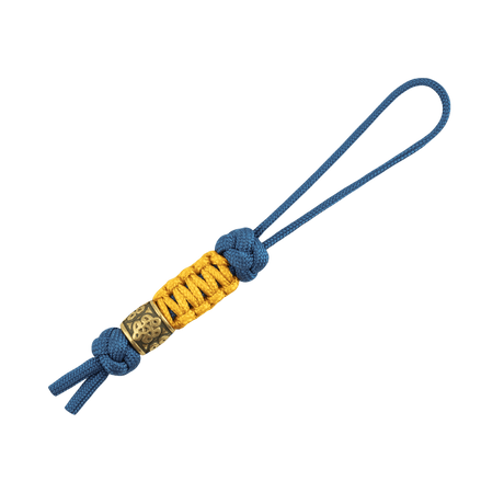 M-Tac Lanyard Scandinavian Small Chinese Knot with blue and yellow paracord and decorative bead.